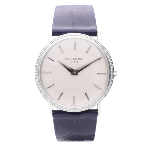 18ct white gold Patek Philippe ref. 3611/1 wristwatch with hobnail bezel.