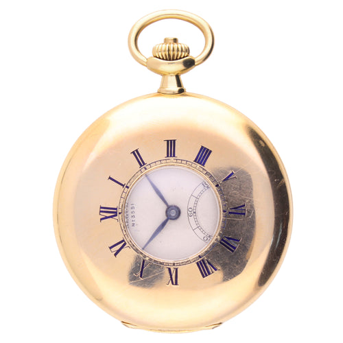 18ct yellow gold Breguet Half hunter pocketwatch. Made 1919
