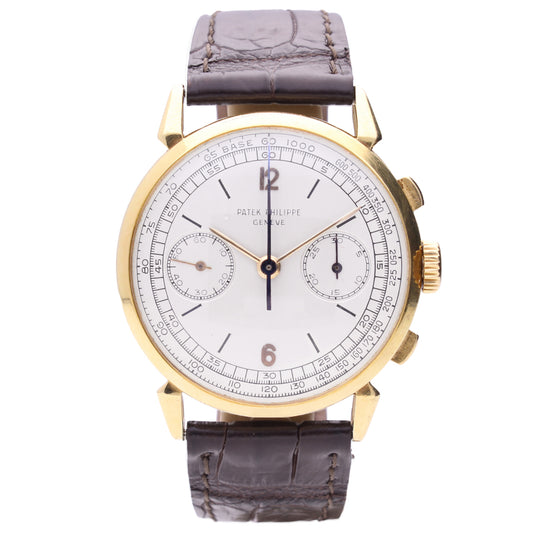 18ct yellow gold Patek Philippe chronograph wristwatch. Made 1948