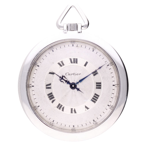 Platinum Cartier ultra-thin open faced pocketwatch. Made 1923