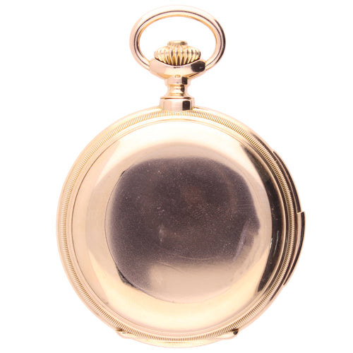 18ct rose gold Patek Philippe Minute repeating perpetual calendar chronograph pocket watch with moon phases. Made 1887
