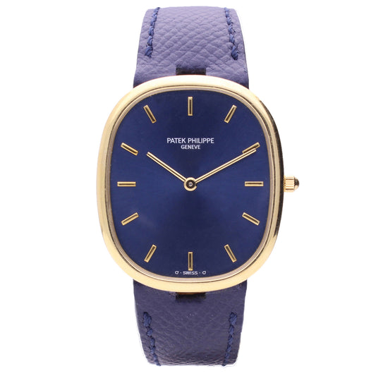 18ct yellow gold Patek Philippe ref. 3738/100 Jumbo Ellipse automatic wristwatch. Made 1990