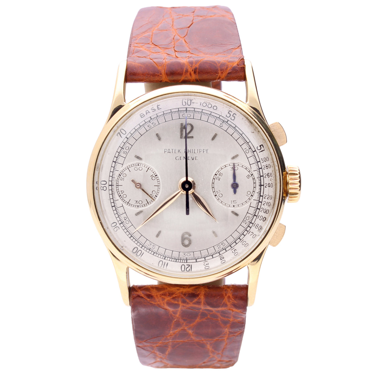 18ct yellow gold Patek Philippe ref. 130 chronograph wristwatch. Made 1943