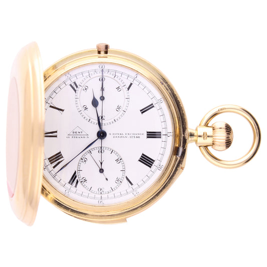 18ct yellow gold Dent Hunter case minute repeating pocket watch. Made 1910
