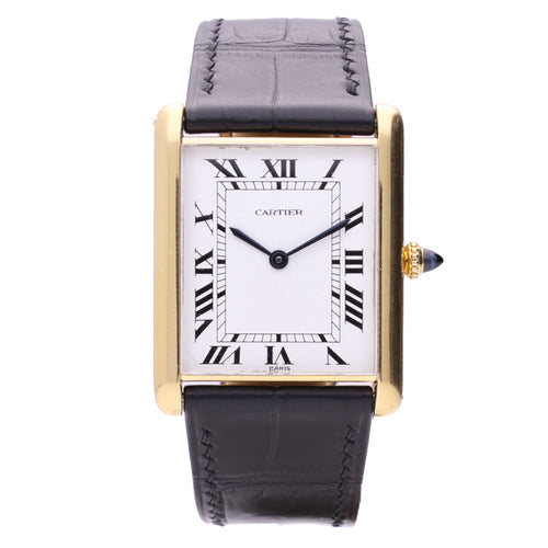 18ct yellow gold Cartier Jumbo Tank automatique wristwatch. Made 1970