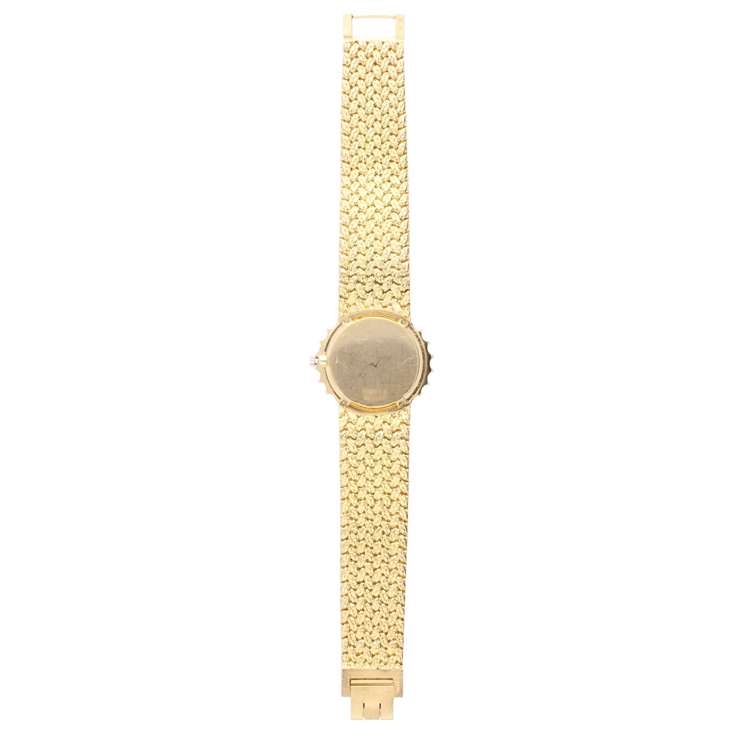 18ct yellow gold Piaget Oval case bracelet watch with tigers eye dial and diamond set bezel. Made 1970