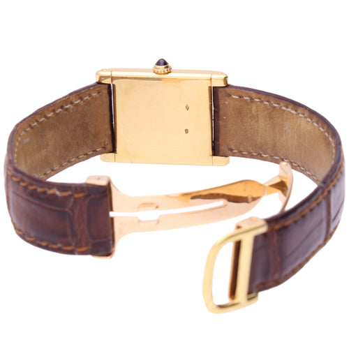 18ct yellow gold Cartier 'Extra-plate' Tank wristwatch. Made 1960