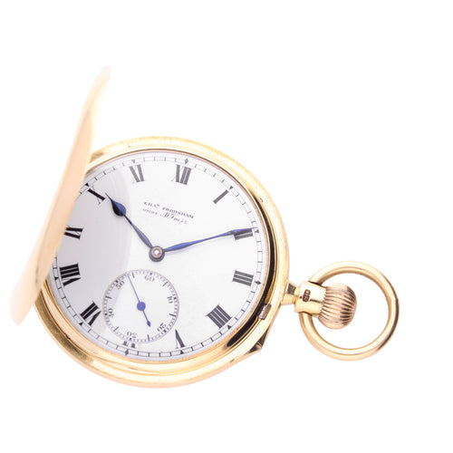 18ct yellow gold Charles Frodsham Full Hunter 'slim' pocket watch. Made 1918