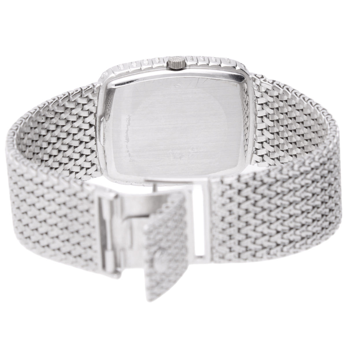 18ct white gold Patek Philippe Ellipse bracelet watch with cobalt blue dial and brilliant cut diamond set bezel. Made 1972