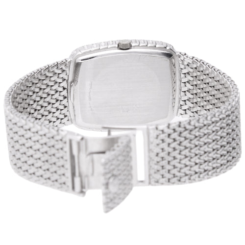 18ct white gold Patek Philippe Ellipse bracelet watch with cobalt blue dial and brilliant cut diamond set bezel. Made 1972