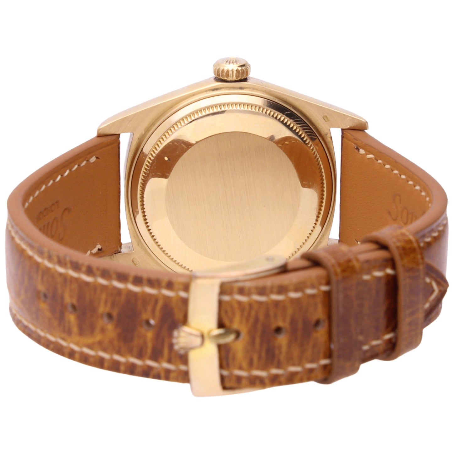 18ct yellow gold Rolex ref. 1803 Oyster Perpetual day/date wristwatch with linen dial. Made 1972