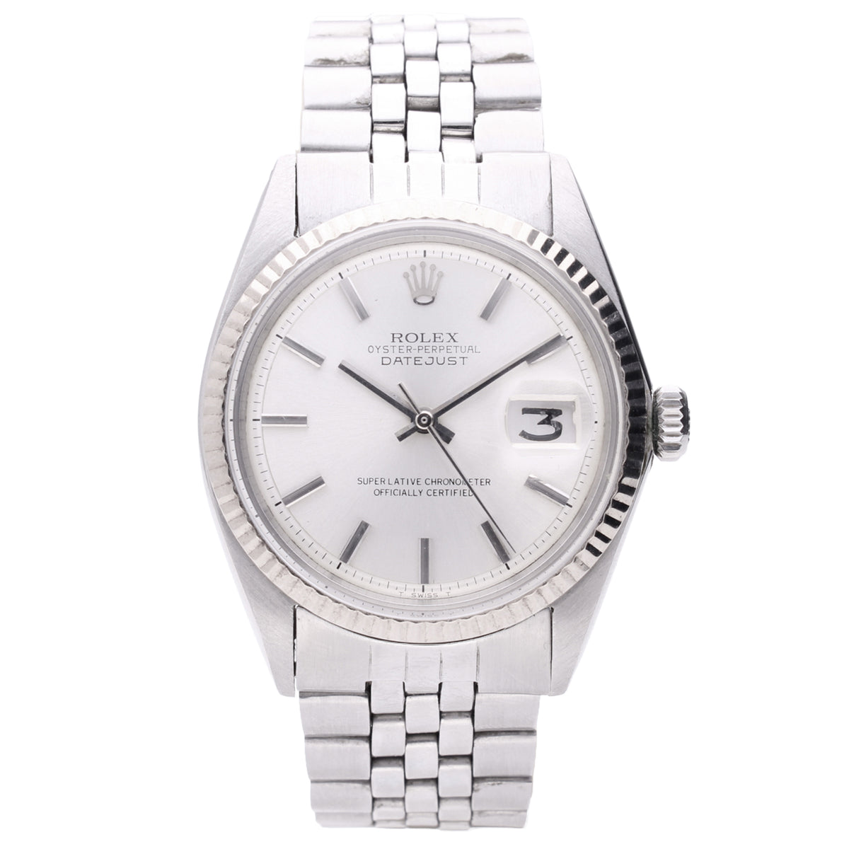 Stainless steel Rolex ref. 1601 Datejust wristwatch. Made 1970