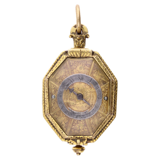 18ct yellow gold Jean Blancheton, Lyon, verge watch in rock crystal case. Made 1620