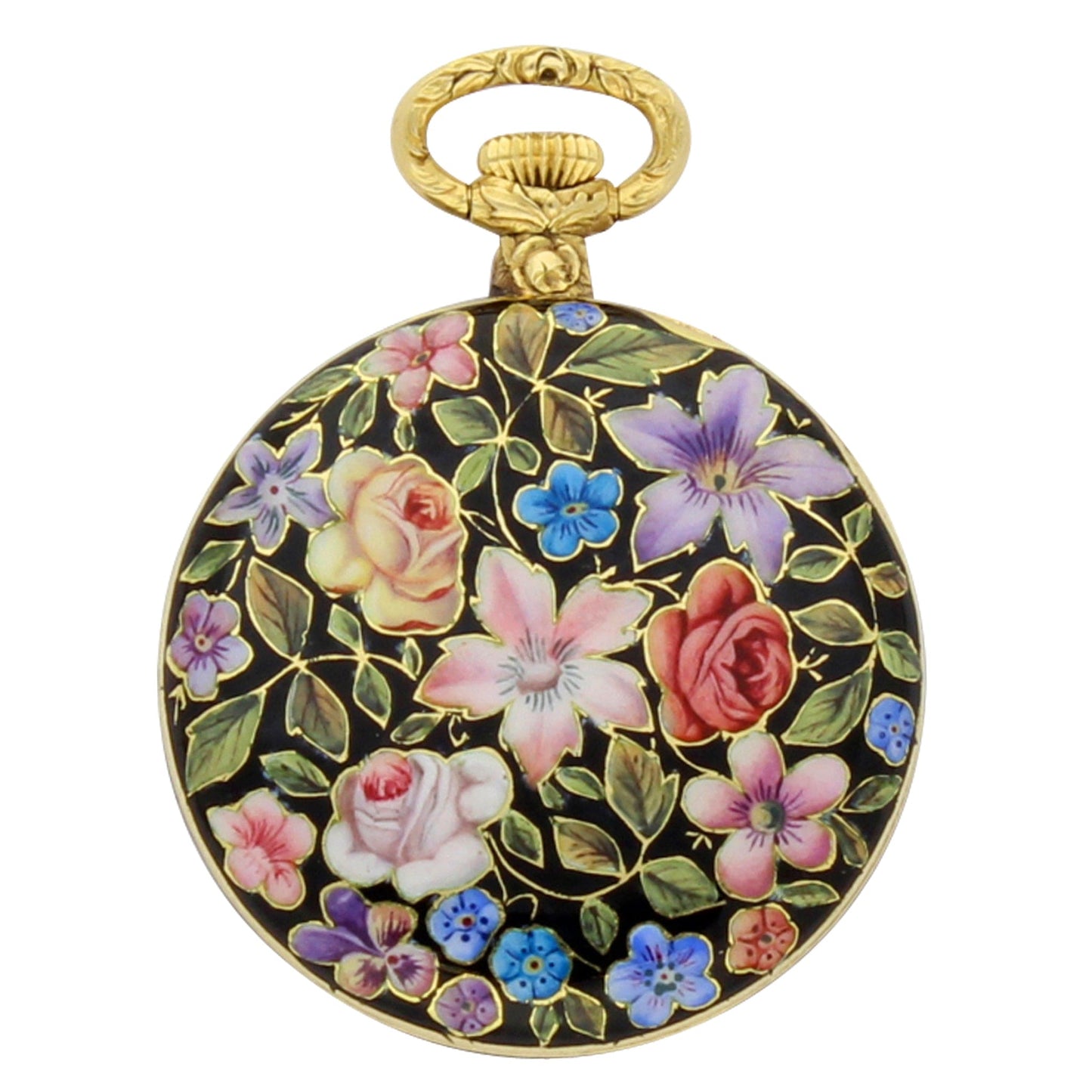 18ct yellow gold Agassiz, enamel cased Cloisonné fob watch - made for the Chinese market. Circa 1890