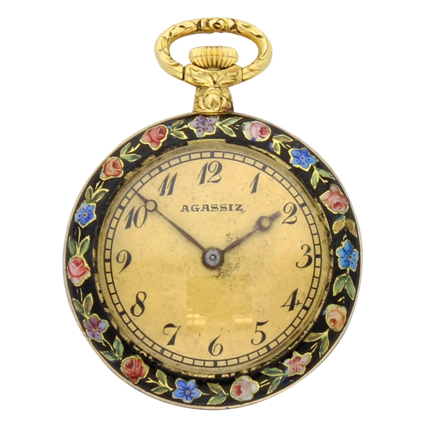 18ct yellow gold Agassiz, enamel cased Cloisonné fob watch - made for the Chinese market. Circa 1890