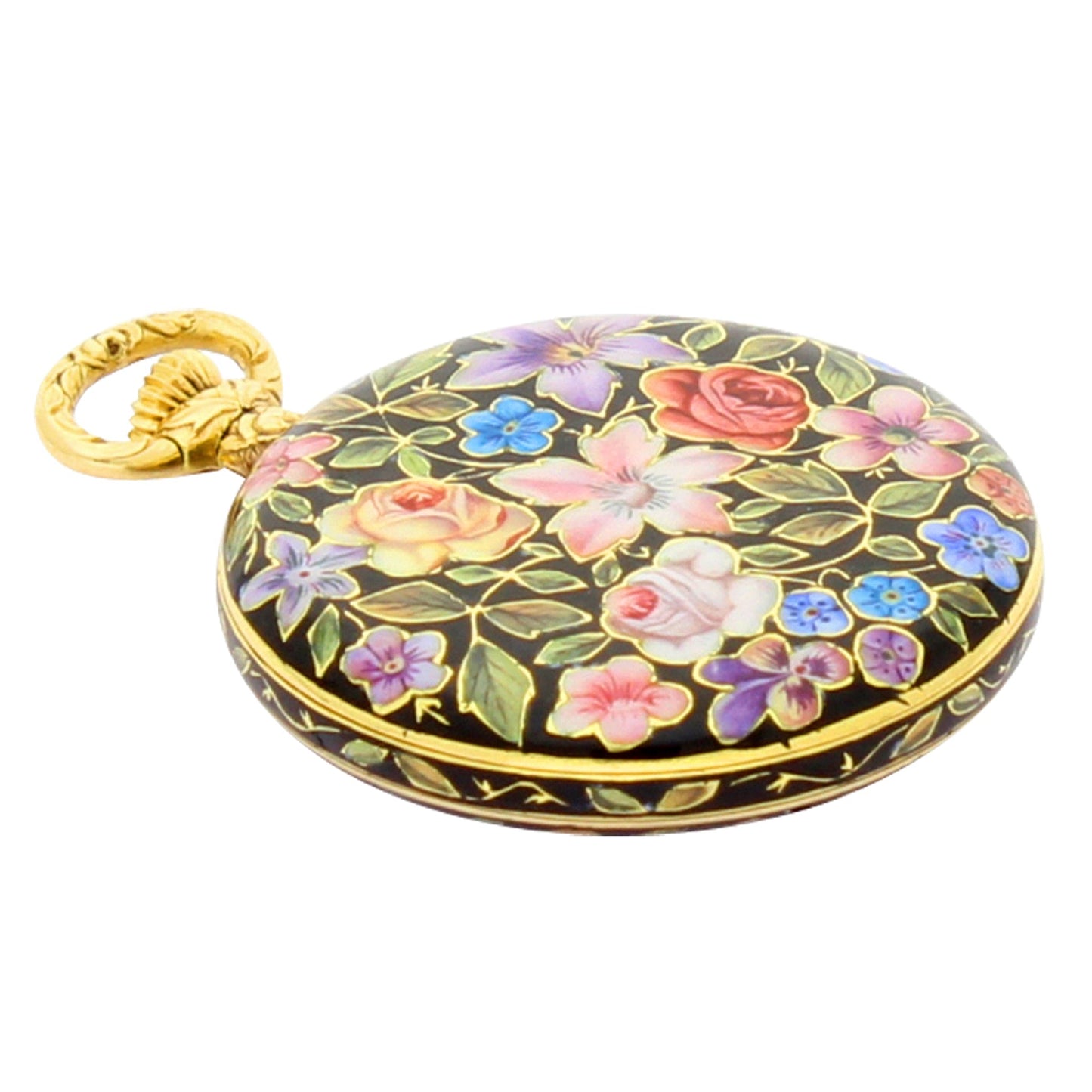 18ct yellow gold Agassiz, enamel cased Cloisonné fob watch - made for the Chinese market. Circa 1890