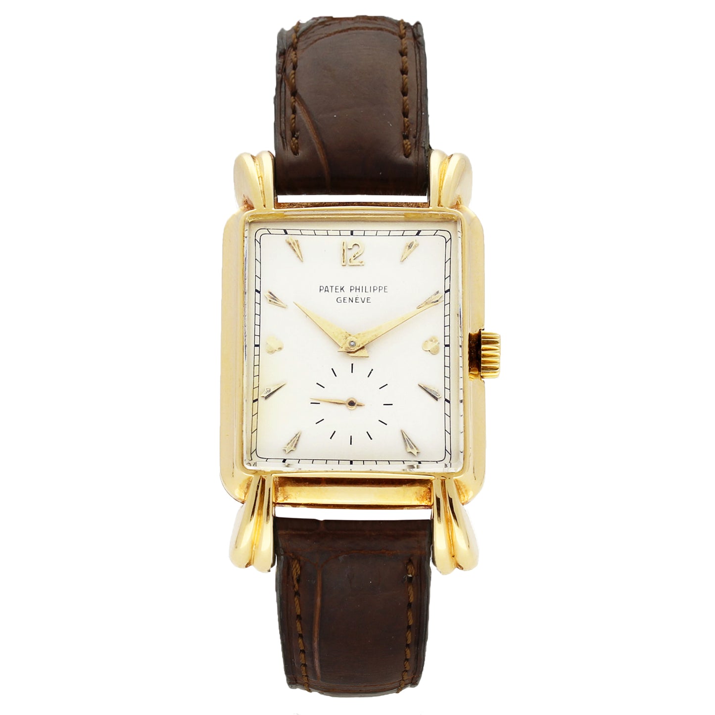 18ct yellow gold Patek Philippe ref. 2440 rectangular wristwatch. Made 1949