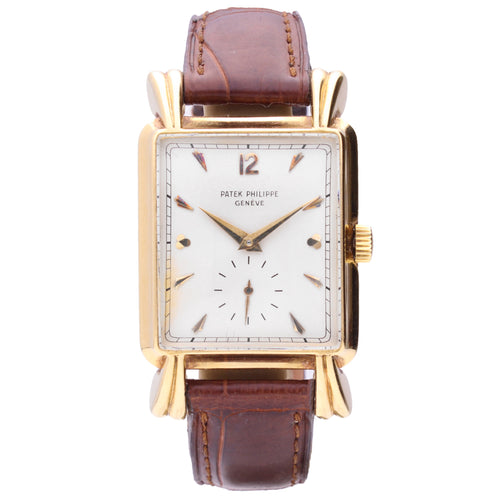 18ct yellow gold Patek Philippe ref. 2440 rectangular wristwatch. Made 1949
