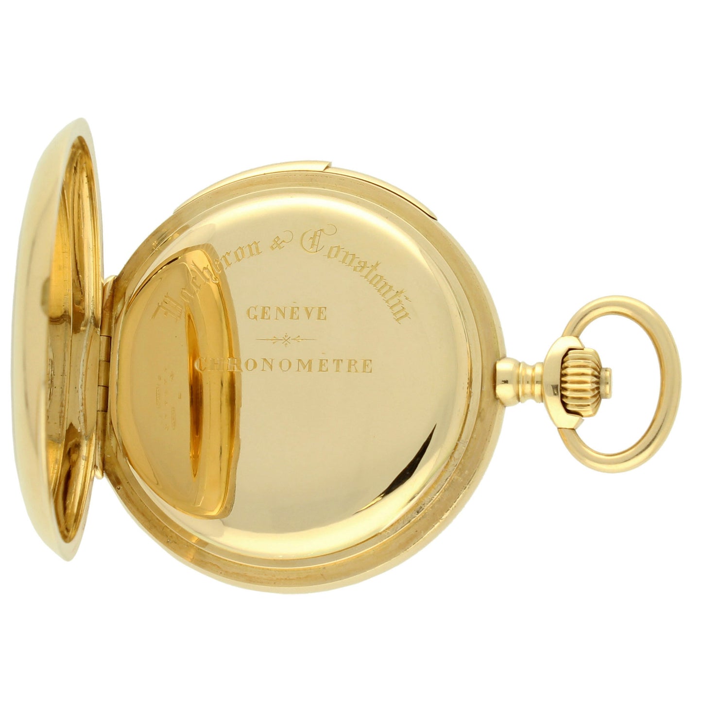 18ct yellow gold Vacheron & Constantin hunter case minute repeating, triple date calendar pocket watch with moonphases. Made 1916