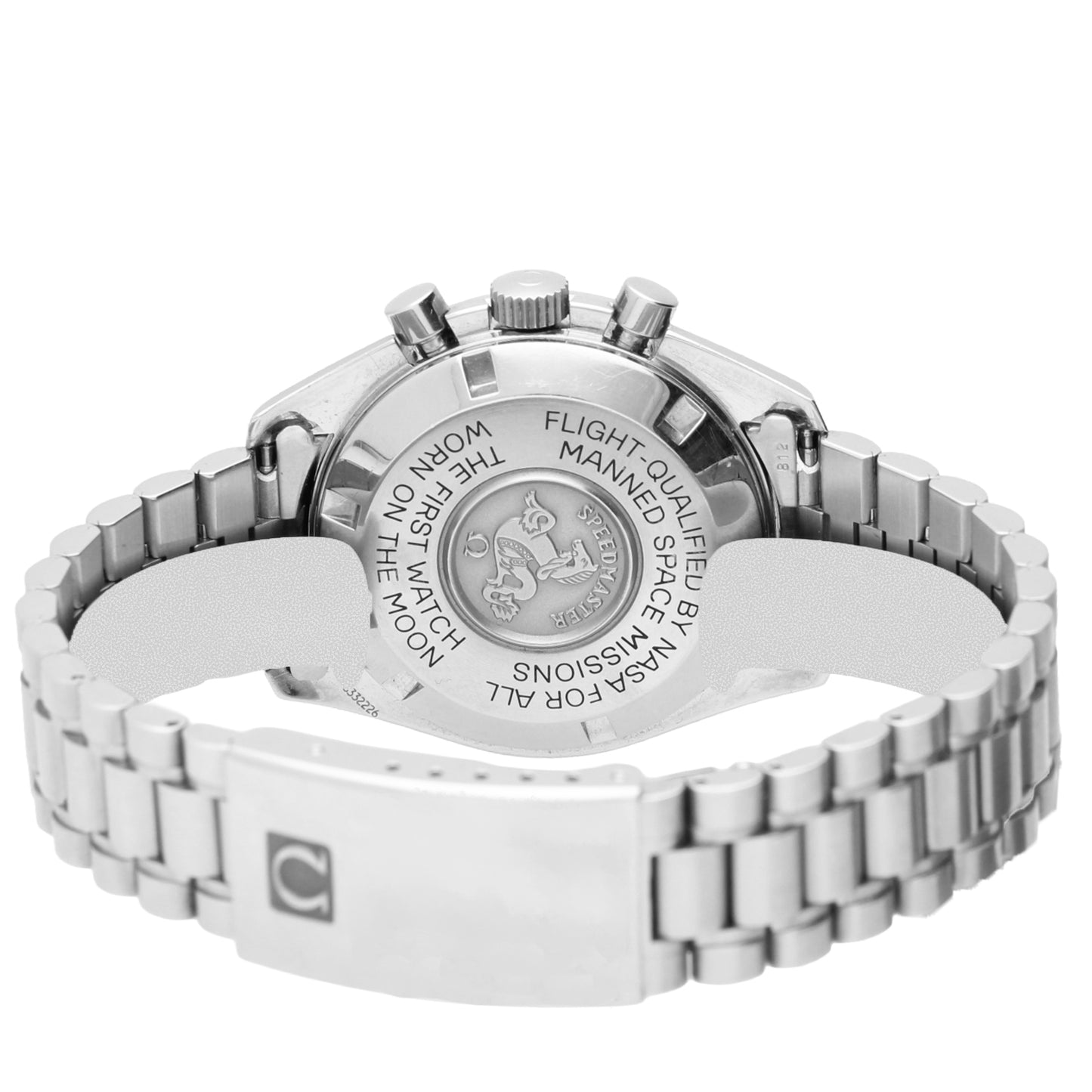 Stainless steel OMEGA Speedmaster ref. ST 345.0022 Professional 20th Anniversary 'Apollo XI' chronograph wristwatch. Made 1995