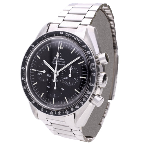 Stainless steel OMEGA Speedmaster Professional ref: 145.022 chronograph wristwatch. Made 1971
