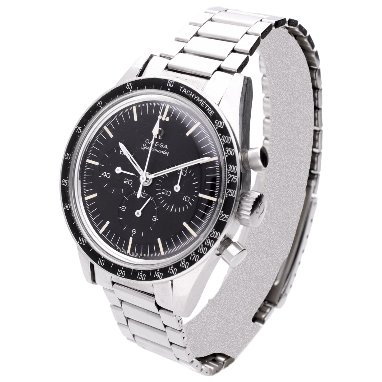 Stainless steel OMEGA 'Ed White' Speedmaster chronograph wristwatch. Made 1967