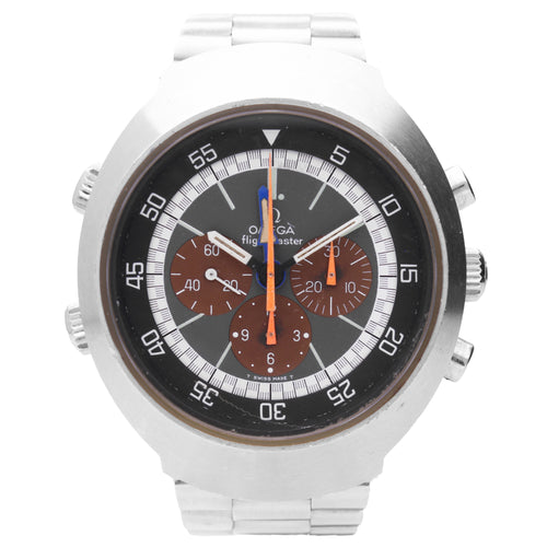 Stainless steel 2nd generation Flightmaster chronograph wristwatch. Made 1975