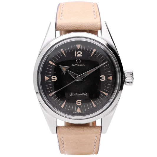 Stainless steel OMEGA Railmaster wristwatch. Made 1959