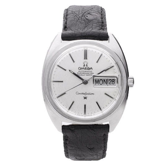 Stainless steel OMEGA Constellation day date wristwatch. Made 1969