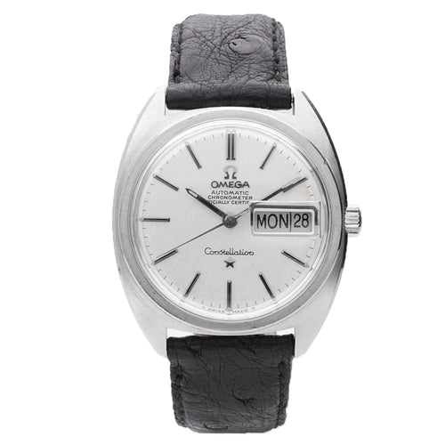 Stainless steel OMEGA Constellation day date wristwatch. Made 1969