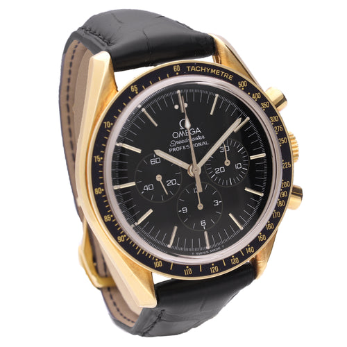 18ct yellow gold OMEGA ref. 145.0052 Speedmaster 'Jubilee' chronograph wristwatch. Made 1992