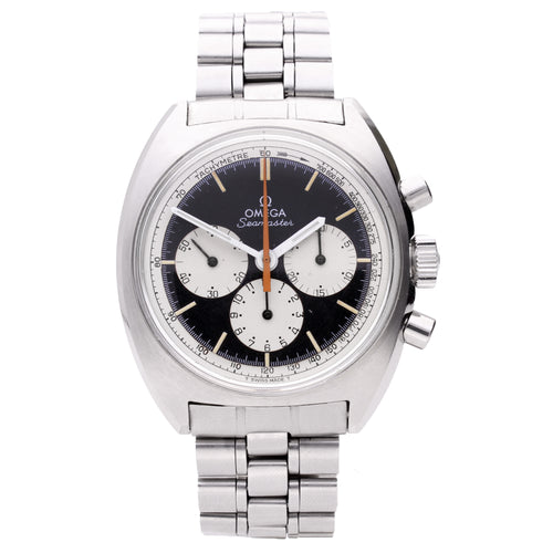 Stainless steel OMEGA Seamaster 'reverse panda dial' chronograph wristwatch. Made 1967