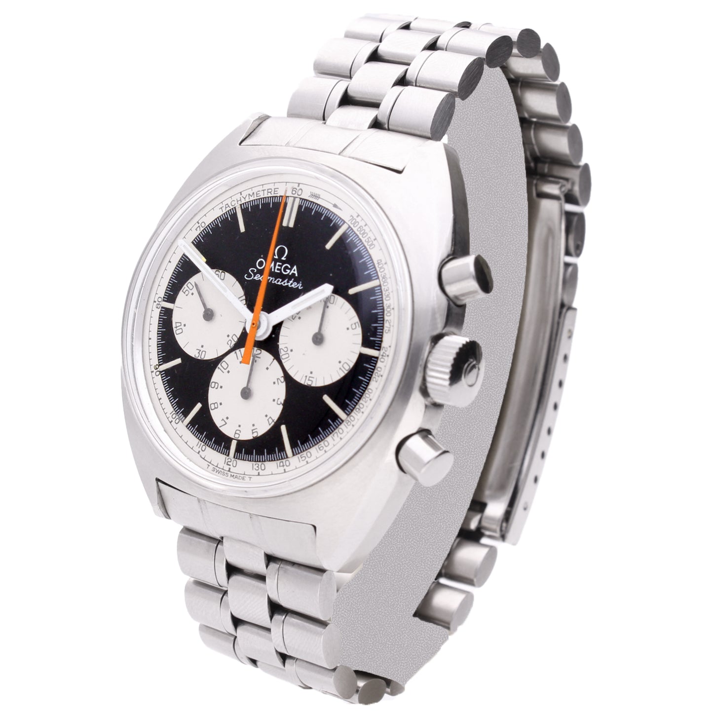 Stainless steel OMEGA ref. 145.006-66 Seamaster 'reverse panda dial' chronograph wristwatch. Made 1967