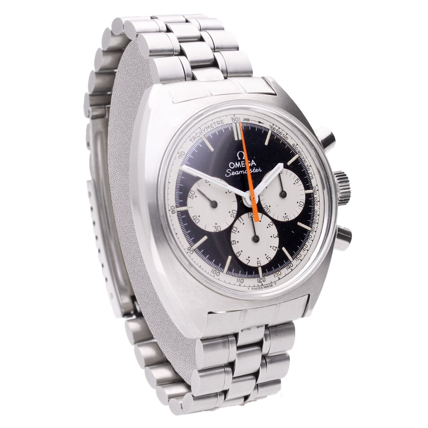 Stainless steel OMEGA Seamaster 'reverse panda dial' chronograph wristwatch. Made 1967