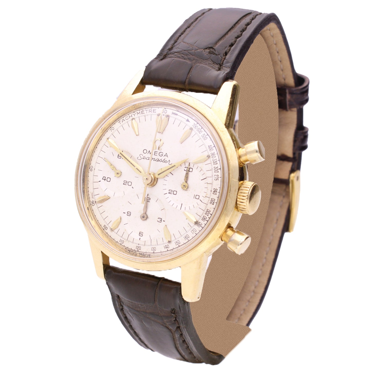 18ct yellow gold OMEGA chronograph wristwatch. Made 1965