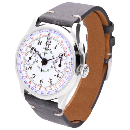 Stainless steel OMEGA 33.3 Chronograph wristwatch.