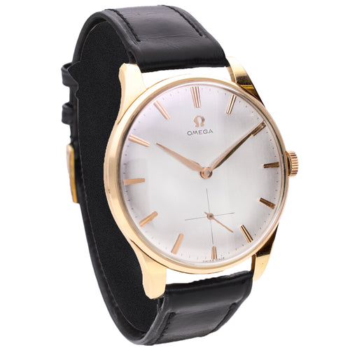 18ct rose gold OMEGA 'oversized' dress wristwatch. Made 1961