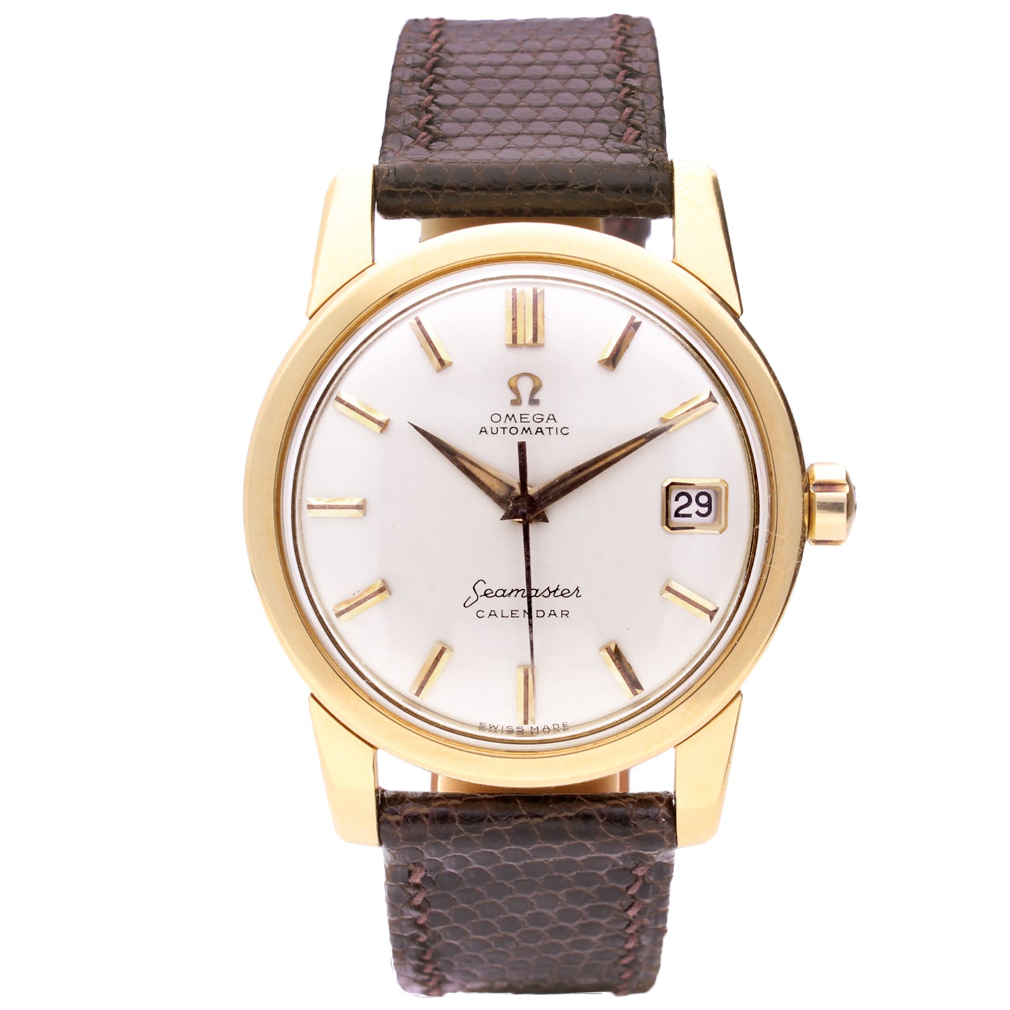 18ct yellow gold OMEGA seamaster calendar automatic wristwatch. Made 1959