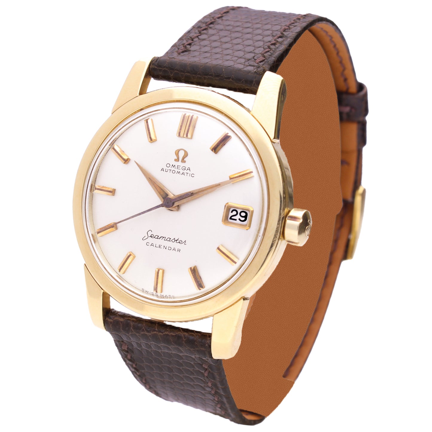 18ct yellow gold OMEGA seamaster calendar automatic wristwatch. Made 1959