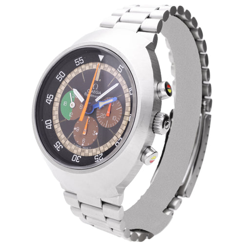 Stainless steel OMEGA 1st Generation Flightmaster chronograph wristwatch. Made 1970