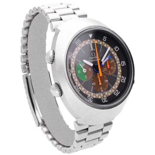 Stainless steel OMEGA 1st Generation Flightmaster chronograph wristwatch. Made 1970
