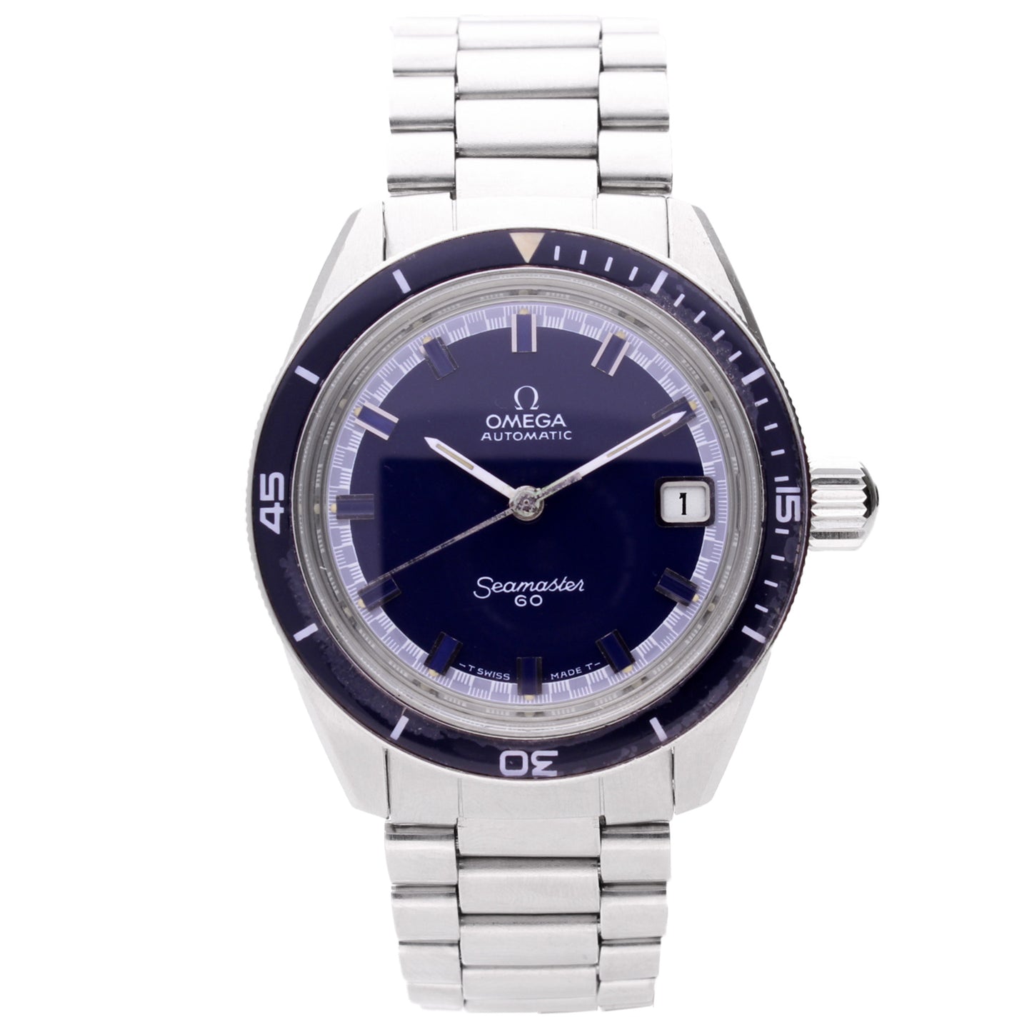 Stainless steel OMEGA Seamaster 60 automatic wristwatch. Made 1972