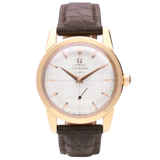 18ct rose gold OMEGA Seamaster automatic wristwatch. Made 1956