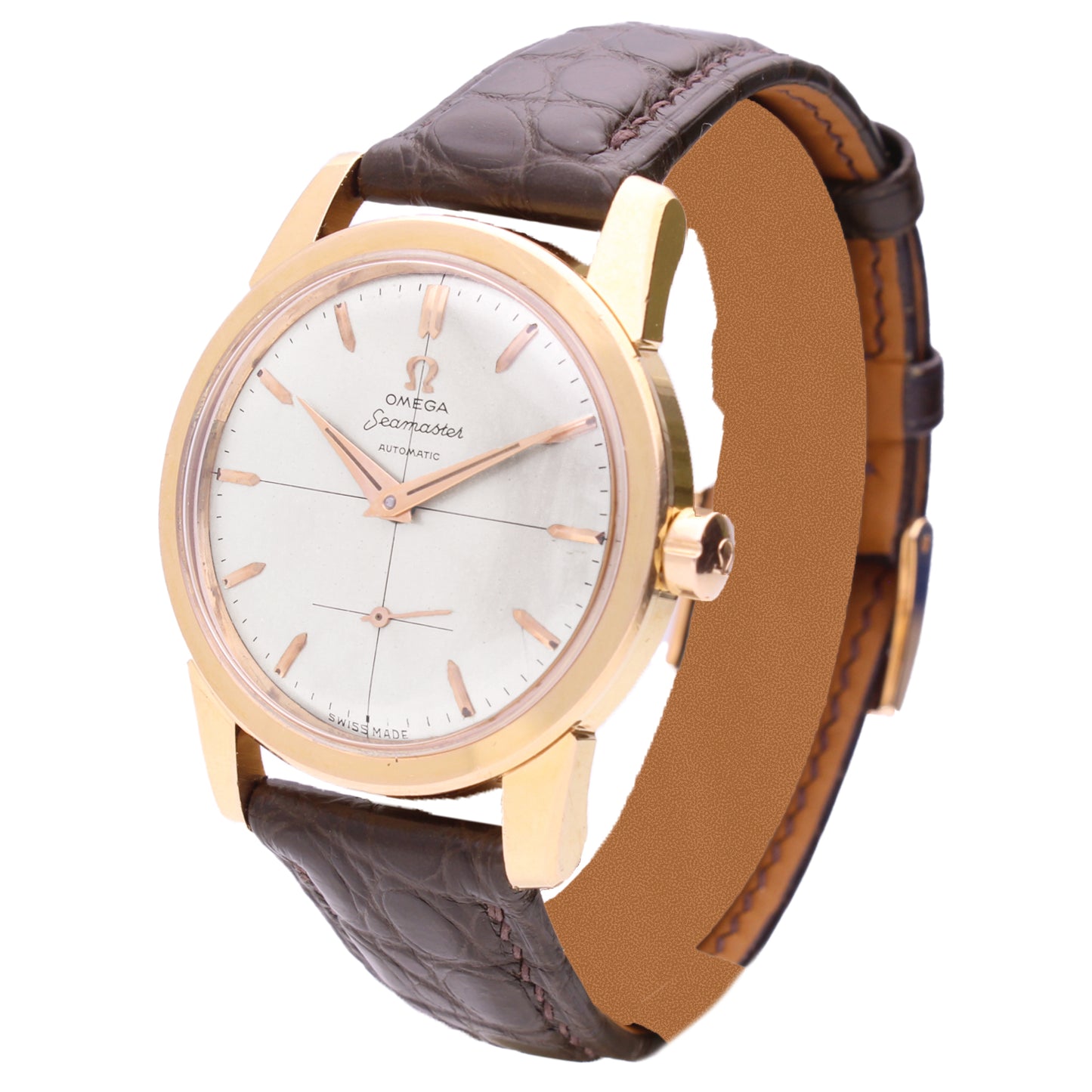 18ct rose gold OMEGA Seamaster automatic wristwatch. Made 1956