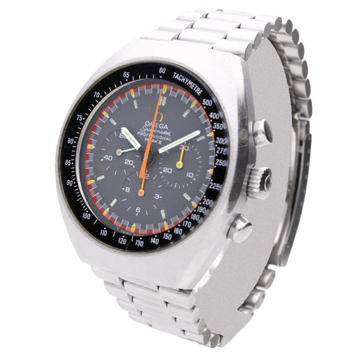 Stainless steel OMEGA Speedmaster Mark II 'Racing' chronograph wristwatch. Made 1972