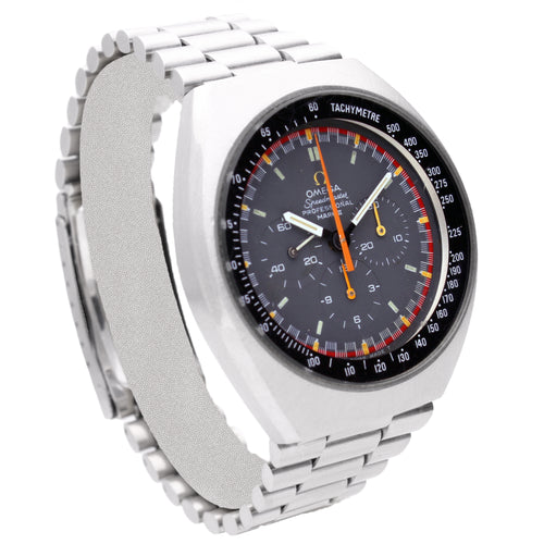 Stainless steel OMEGA Speedmaster Mark II 'Racing' chronograph wristwatch. Made 1972