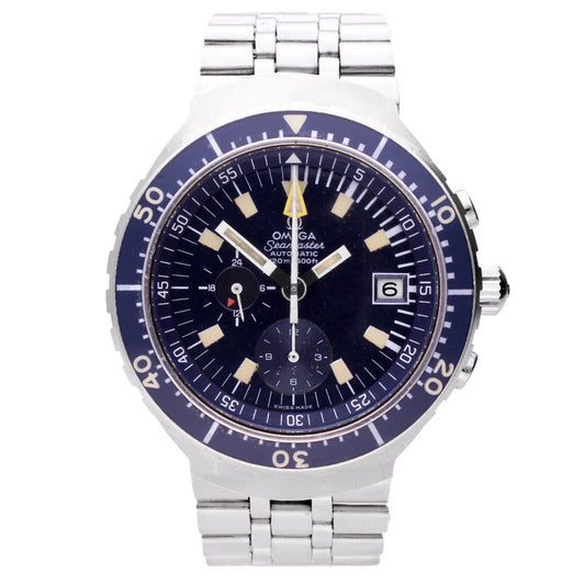 Stainless steel OMEGA Seamaster 'Big Blue' chronograph wristwatch. Made 1974