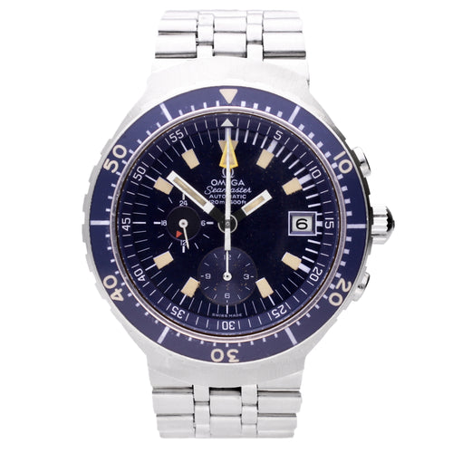 Stainless steel OMEGA Seamaster 'Big Blue' chronograph wristwatch. Made 1974