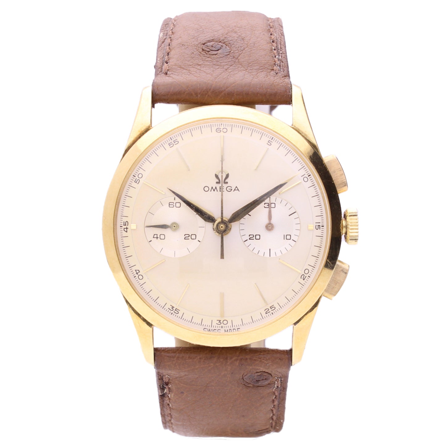 18ct yellow gold OMEGA chronograph wristwatch. Made 1962