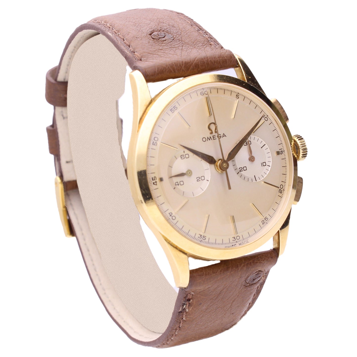 18ct yellow gold OMEGA chronograph wristwatch. Made 1962